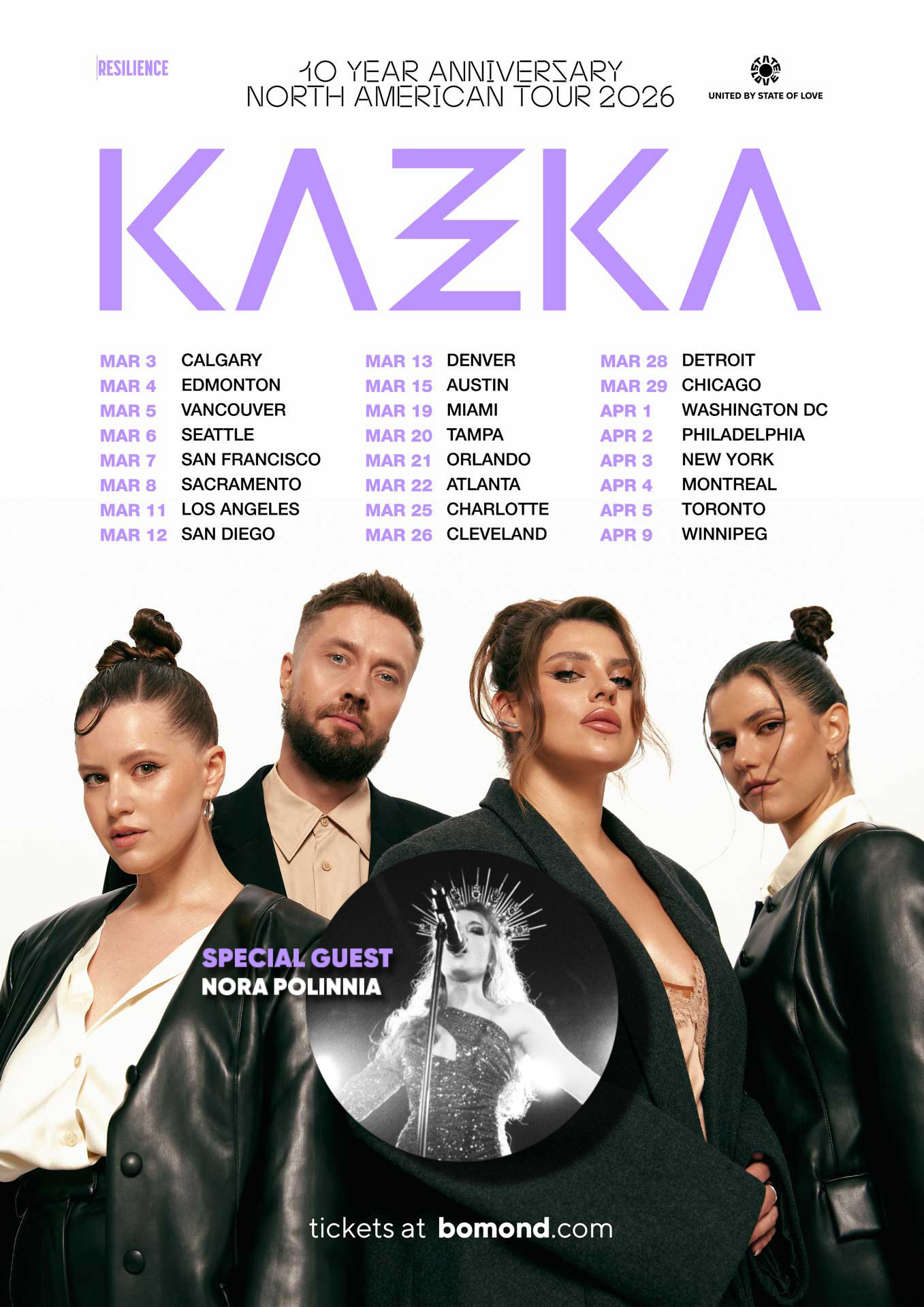 Гурт KAZKA святкує 10-річчя: у Північній Америці стартував ювілейний тур «РАЗОМ»